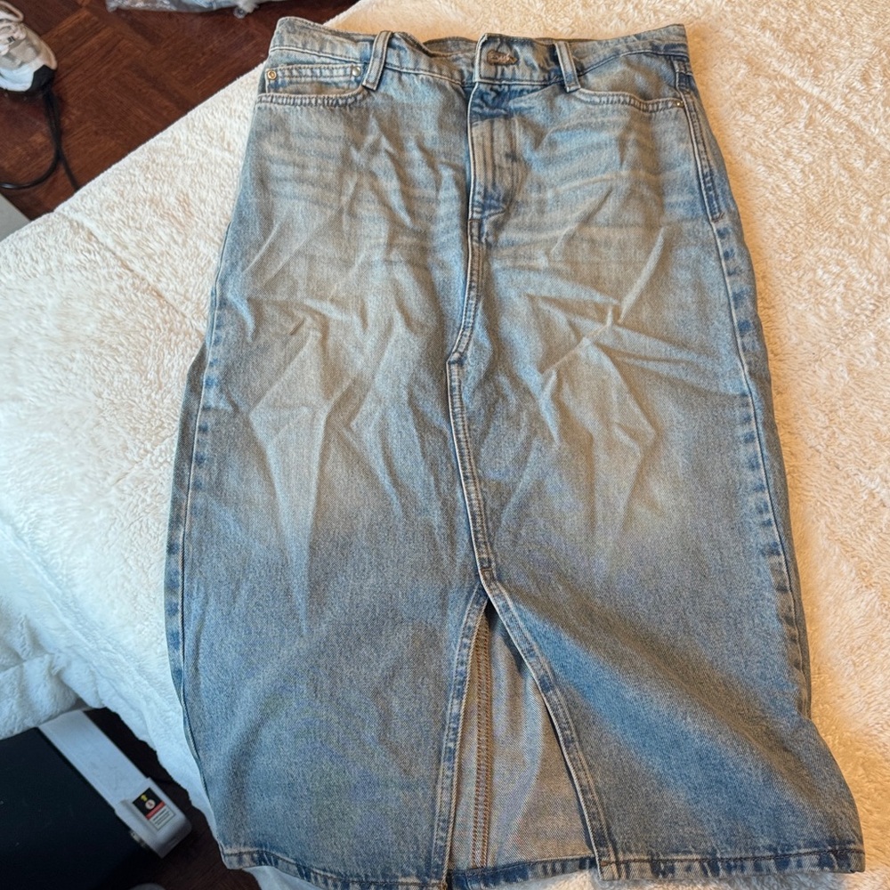 Zara Light Blue Denim Pencil Skirt